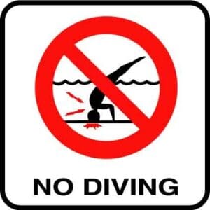 Inlay's Depth Marker Tile Vinyl 6" 4" Mg - No Diving Graphic - V621500