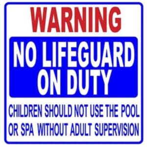 Poolstyle Sign No Lifeguard 24"X24" Ga Tx Approved - Ps245