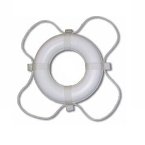 Poolstyle Life Ring Cga 24" White Plastic Coated Foam Coast Guard Approved - 361