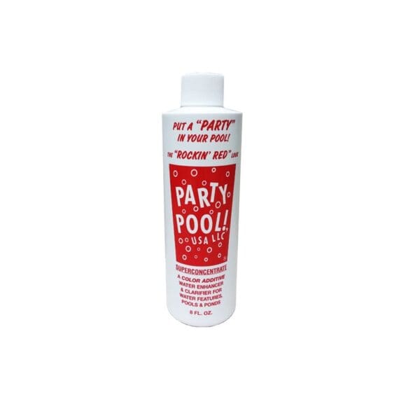 Party Pool swimming pool dye red green blue.