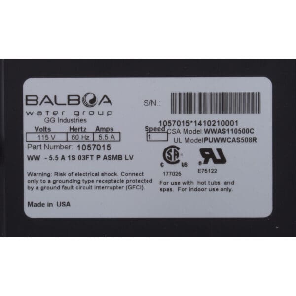 Balboa Pump Bath 5.5A 115V W/ Air Switch - Image 3