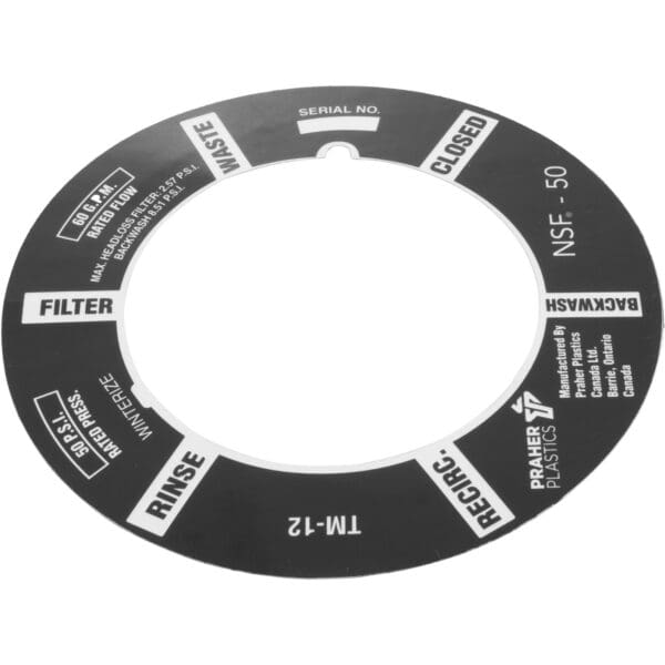Praher Valve Position Sticker Label Decal 1.5" Sand Black