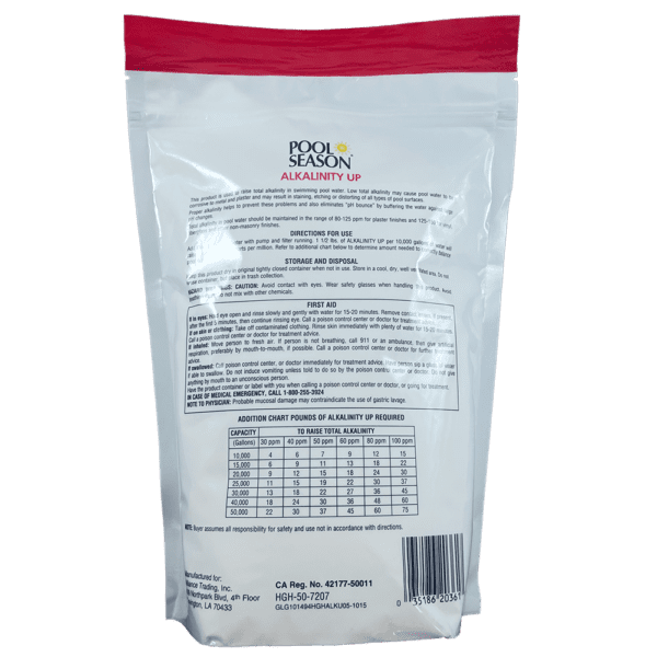 Pool Season Alkalinity Increaser 5 lb Label