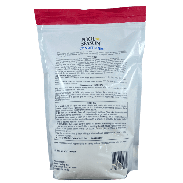 Pool Season Conditioner 5 Lb Resealable Pouch Label